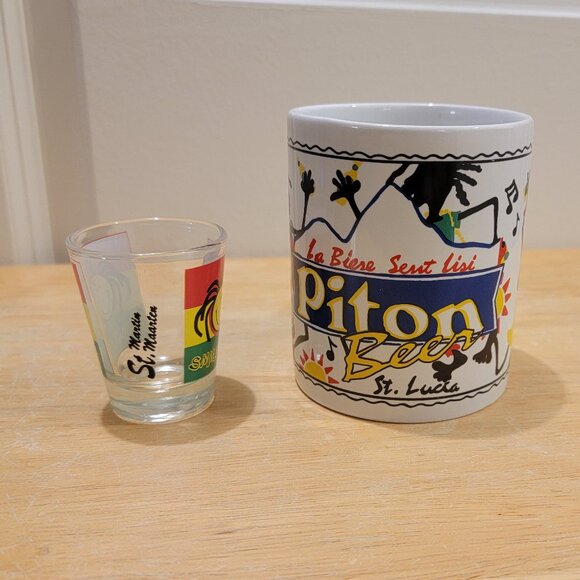 St. Lucia Coffee Mug & Smile Mon St. Martin/Maarten Shot Glass. Great Condition. - Picture 2 of 5